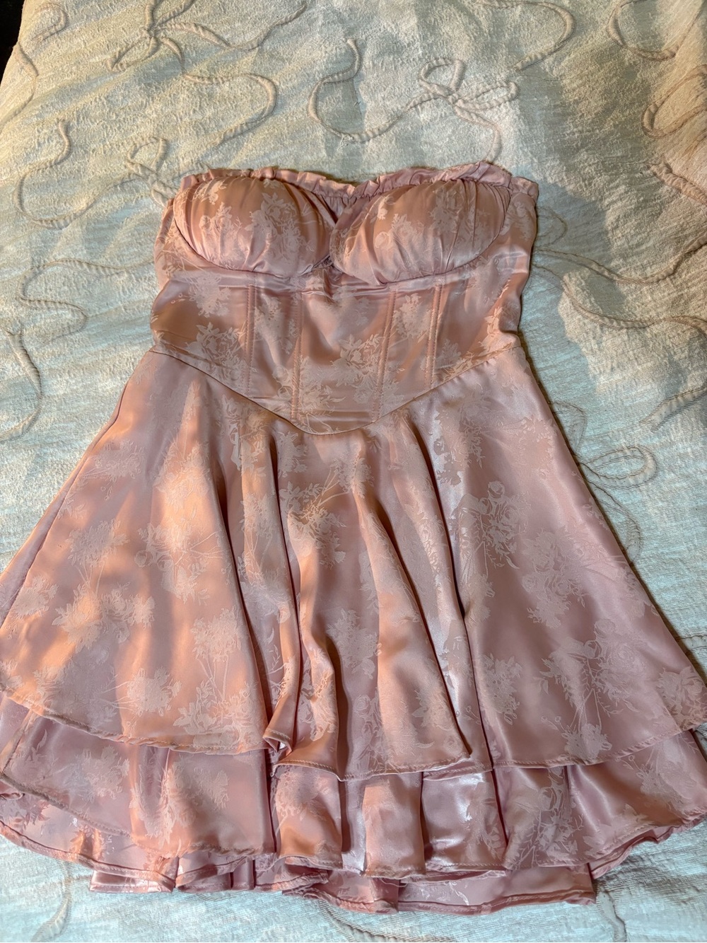 Windsor Blush Pink Strapless Floral Satin Party Dress